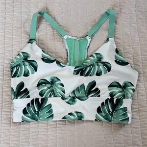 Wildfox Mint and Green Leaf Print Top
